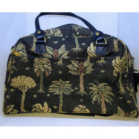 Vintage Ricardo Beverly Hills Palm Tree Tapestry Shoulder Overnight Bag Luggage - Picture 2 of 10